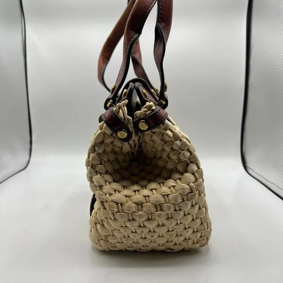 New Fossil Vintage Reissue Large Woven Straw Leather Trim Handbag, $198 - Picture 4 of 15
